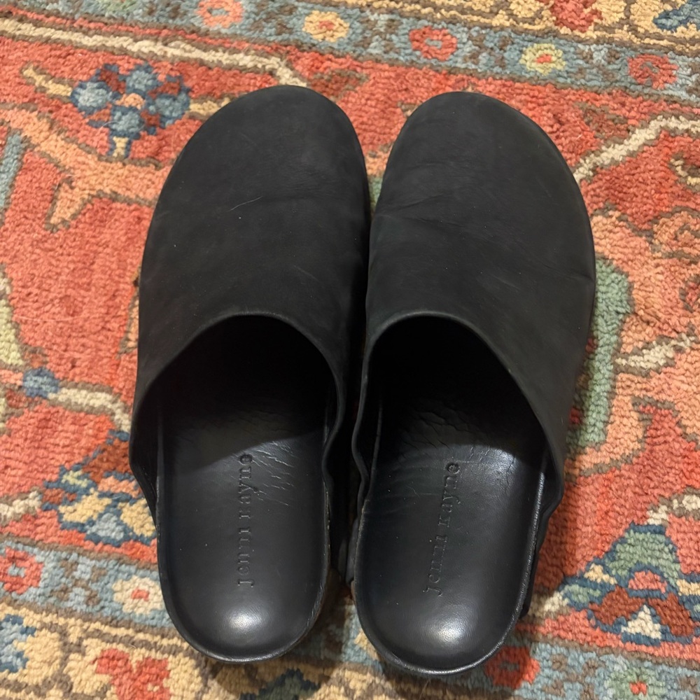 Jenni Kayne Women's Oiled Leather Moc Clog Black EU 39 / US 9 Slip On Cork Soles
